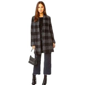 CLUB MONACO Japhia Coat Gray Black Plaid jacket